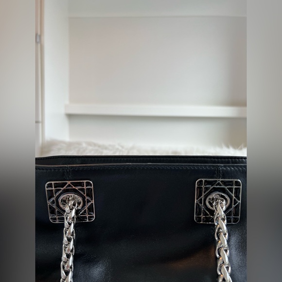 Authentic - Christian Dior Black Cannage Leather Granville Chain Link Tote - Picture 12 of 14